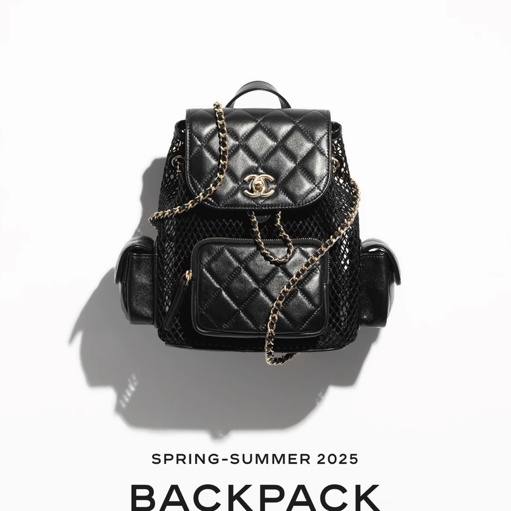 Chanel Black Quilted Leather Backpack with Chain Detailing